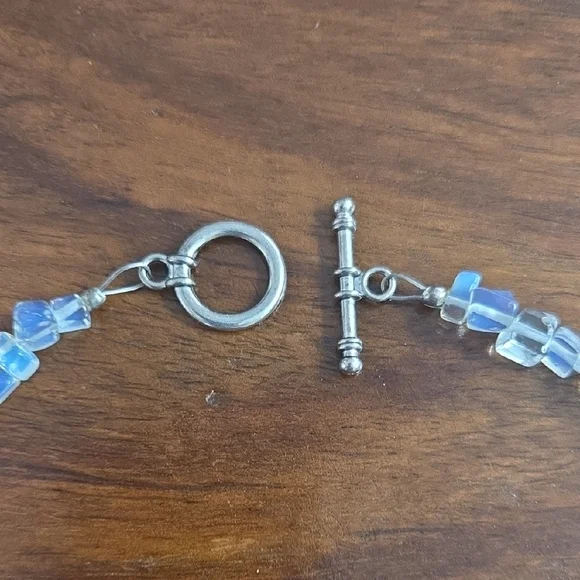 Elegant Floral Broken China Pendant Necklace with Opalite and Purple Accents - Picture 5 of 6